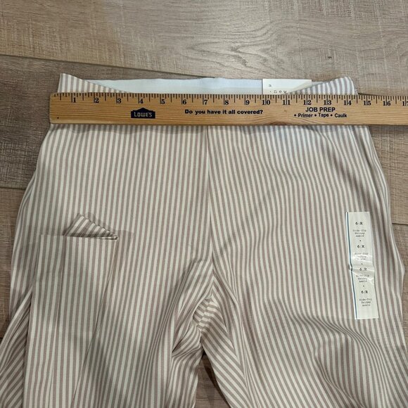 A NEW DAY WOMENS TAN WHITE STRIPE PANTS NEW SIZE 6 SIDE ZIP CLOSURE SKINNY ANKLE - Picture 6 of 13